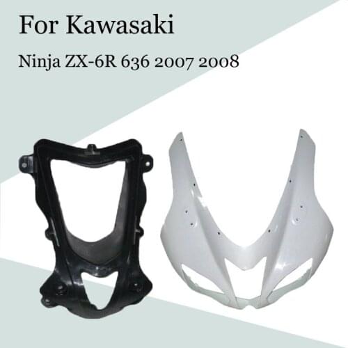 For Kawasaki Ninja ZX-6R 636 2007 2008 Motorcycle Unpainted Head Fairing Nose Front Upper ABS Injection Fairing Accessories