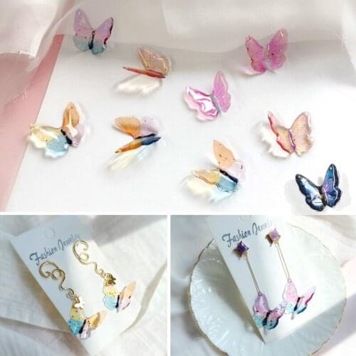 DIY earrings earrings hairpins materials Japan and South Korea Super Xiansen Epoxy Gold Leaf Butterfly Accessories 6pcs
