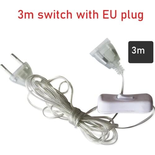 Fairy Lights Plug In 3m Extension EU/US Plug for Christmas Room Decoration Lights Outdoor Decor
