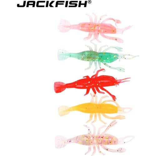 JACKFISH Artificial Lure 5Color/5pcs/lot 7cm/3g Fishing Shrimp Swimbaits Soft Lure Fly Fishing Bait Fishing Lure Pesca