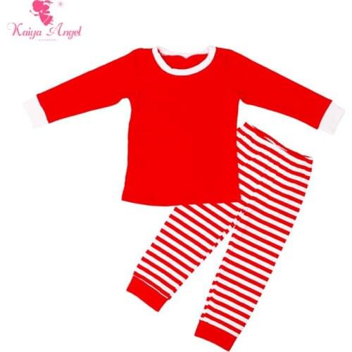Kaiya Hot Girl Boy Lovely Striped Outfits Clothes Christmas Toddler Kids Wholesal Fall Children Birthday Party Pajamas Set
