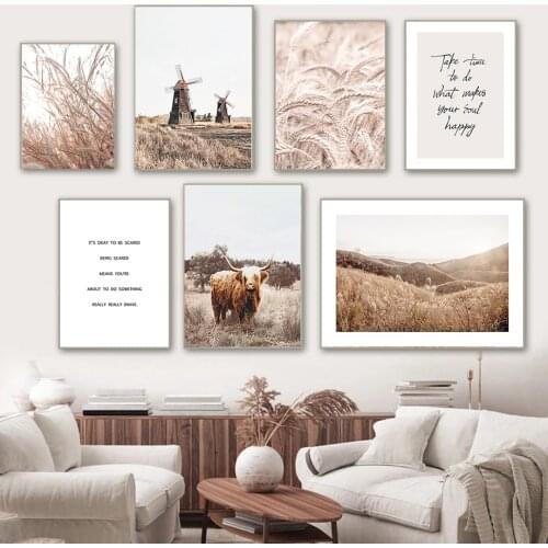 Nordic Modern Autumn Plant Grassland Letter Picture Home Decoration Art Wall Canvas Painting Bedroom Living Room Printing Poster