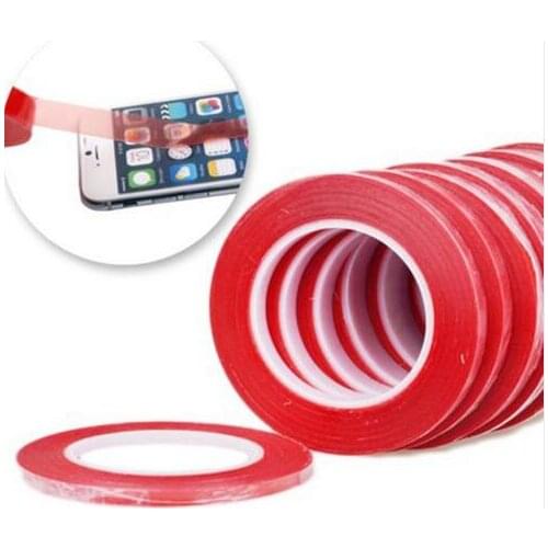 3mm*25m Red Double Sided Tape Plastic Adhesive Sticky Glue for PC Cellphone LCD Screen Super Strong Stickiness Repair Ultra Thin