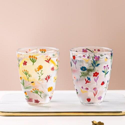 Korea Cute Fruit Series Water Cup Creative Strawberry Transparent Water Cups Student Milk Heat Resistant Glass Household Tea Cup