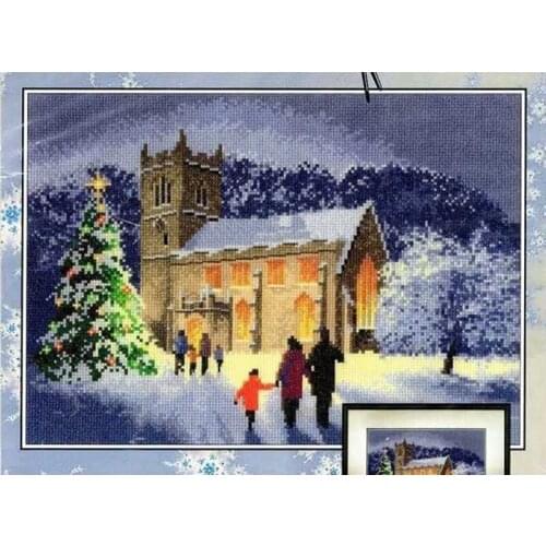 Colorfully fabric Counted Cross Stitch Kit Christmas Church Christmas Eve Tree Prayer
