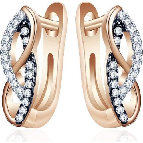 Creative Infinity Black Cubic Zirconia Stud Earrings Gold Silver Color Plated 8 Shape Geometric Earrings for Women Jewelry Gifts