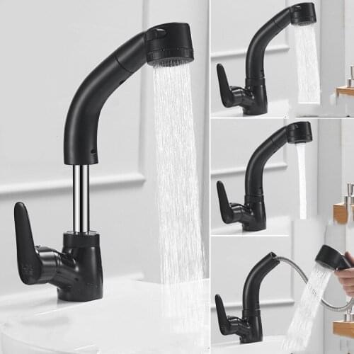 Kitchen Faucets Single Handle White/Black Pull Out Kitchen Faucet Single Hole Handle Swivel 360 Degree Sink Mixer Tap Mixer Tap