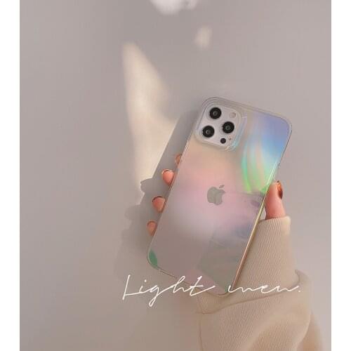 Laser colorful Clear Phone Case For iPhone 11 12 Pro Max XR XS Max X 7 8 Plus SE 2020 Shockproof Bumper Hard PC Back Cover