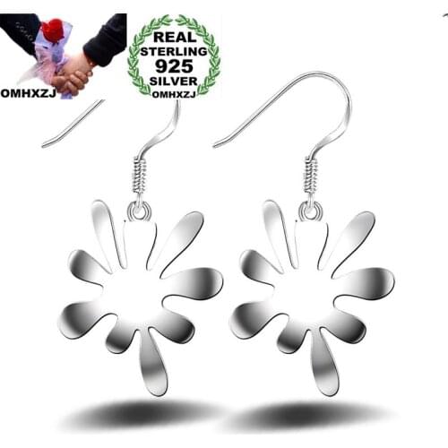 OMHXZJ Wholesale Personality Fashion OL Woman Girl Party Wedding Silver Flower 925 Sterling Silver Earrings YE364