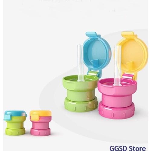 Spill Proof Juice Water Bottle Twist Cover Adapter Cap with Straw Kids Water Bottle Cap Children Drinking Straw Sippy Cap Feeder