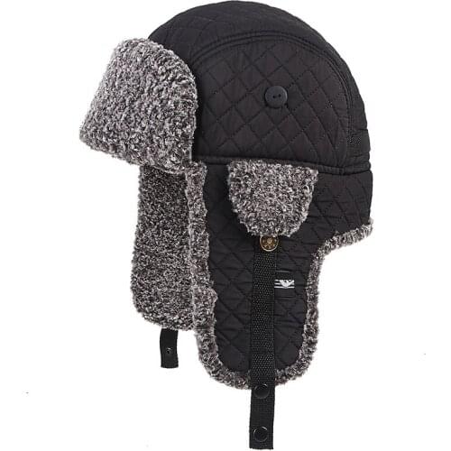 Northeast winter new velvet Lei Feng hat mens middle-aged and elderly warm hat plaid outdoor ear protection hat