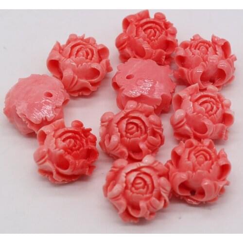 2021New Natural Coral Red Rose Flower Shape Through-hole Beads Carved Making Fashion DIY Necklace Bracelet Accessories Gift10Pcs