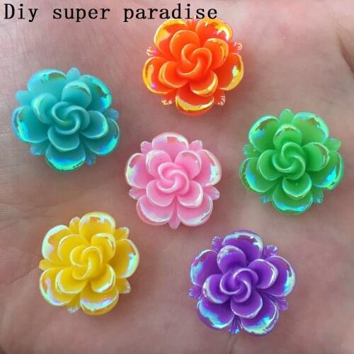 New DIY 20PCS 20mm AB Resin Cute Flower Flatback Stone Wedding Ornaments DIY Wedding Appliques Crafts
