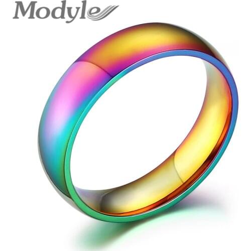 Modyle 2021 Gold-Color Wedding Engagement Ring for Women Rainbow Gay Jewelry Gift for Girl Bijoux Rings Femme