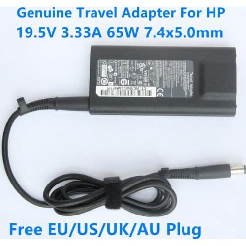 Genuine 19.5V 3.33A 65W HSTNN-DA14 AC Traval Adapter Charger 574487-001 For HP ENVY 14 14-3010TU ELITEBOOK 850 820 G4 840-G3