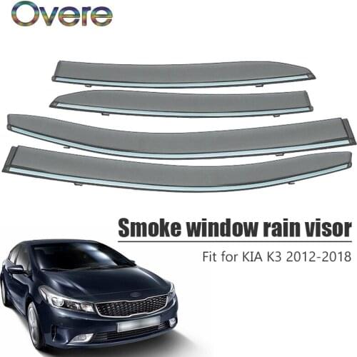 Overe 4Pcs/1Set Smoke Window Rain Visor For Kia K3 2012 2013 2014 2015 2016 2017 2018 Awnings Shelters Guard Accessories