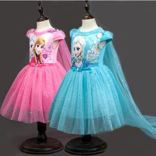 Girls Dress Summer Short-sleeved Lace Mesh Knee-Length Dress Christmas Dress Girl Cartoon Casual Cartoon Ball Gown Dresses