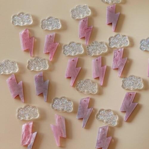 Owner customized clouds and lightning acetic acid pendant combination ins wind fun diy hand accessories earrings material