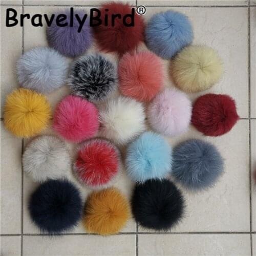 Real Fox Fur Pompoms 5pcs/lot Fluffy Red 15cm Natural Fur Pom Pom For Knitted Hat Cap Beanies Dark Red Scarf Key Chain Fur Balls