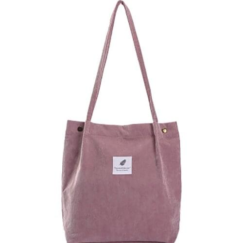 Woman Corduroy Shoulder Bag Reusable Shopping Bags Casual Tote Female Handbag Dropshipping