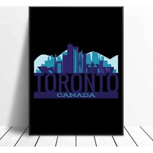 Toronto canada in Blue Canvas Print Wall Art Poster Picture Modern Bedroom Living Room Decoration No Frame