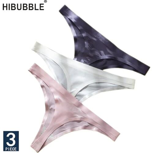 Ice Silk Thong Panties Sexy Women Underwear Female G-string Panties Briefs For Ladies Low Waist Seamless Panty For Girls 3PCS