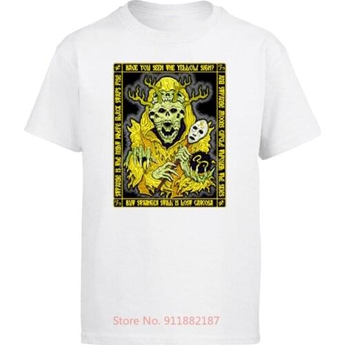 Men T-Shirt Yellow King Icon Azhmodai Tees Crewneck Call Of Cthulhu Short Sleeve T Shirt Funny Plus Size men tshirt
