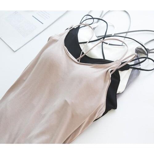 Modal With Chest Pad Vest Suspender Womens Bra One Cross Beautiful Inner and Outer Wear Soft Skin-friendly Bottoming Shirt