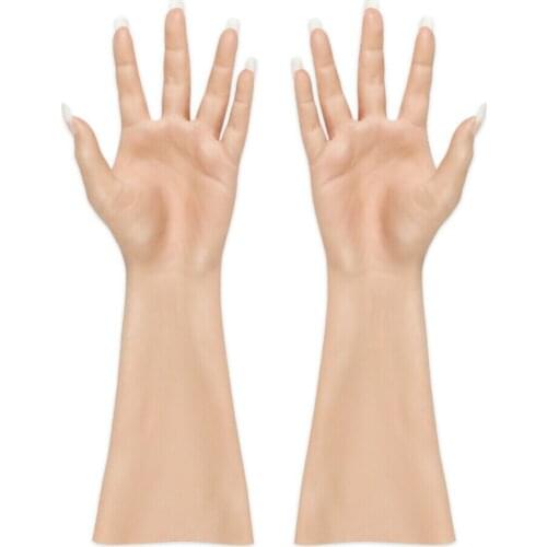 Female Silicone Arm Cover Delicate and Realistic Skin Suitable for Burn Crossdresser Removable Nails