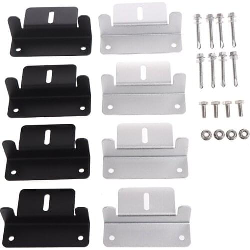 1Set Solar Panel Mounting Bracket Flat Roof Mount Kit Car Aluminum Bracket Solar System Installation Accessories With Nuts Bolts