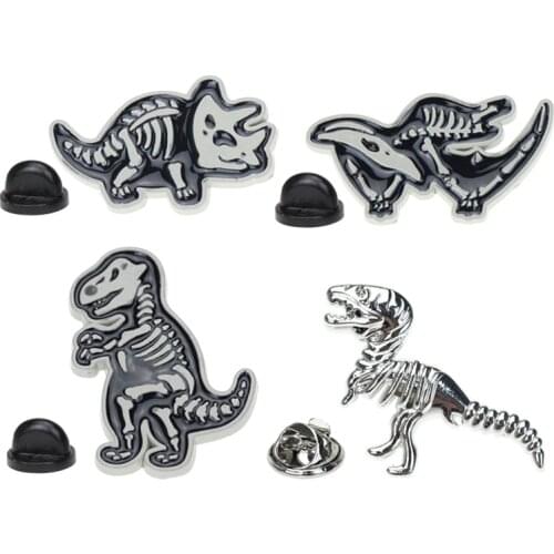 1PC Punk Cute Cartoon Dinosaur Animals Brooch Pin For Women Girl Men Personality Metal Color Animals Badges Clothing JewelryP38