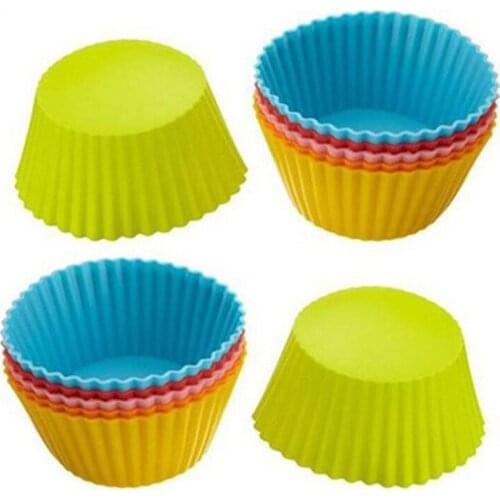 12PCS Silicone Cake Moulds Muffin Cup Chocolate Cake Molds Baking Cups Cases Silicone Reusable Cupcake Cases Muffin Baking Molds
