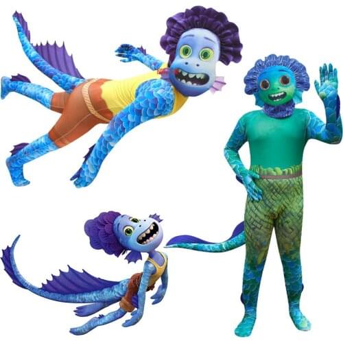 2021 Halloween Summer Sunny Day Cosplay Luca Costume Childrens Performance Halloween Fish Monster Costume
