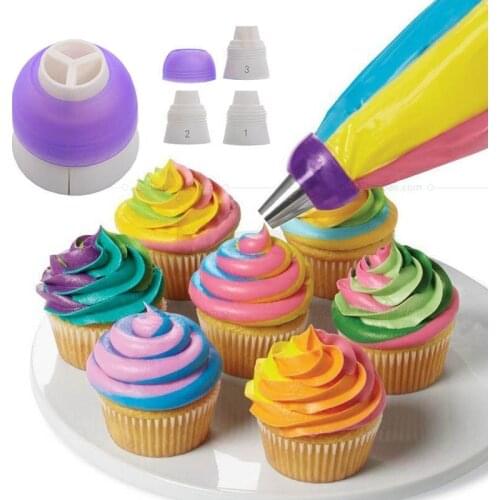3 Holes Cake Decoration Converter Mix 3 Colors Icing Piping Nozzle Converter For Cupcake Nozzle Converter Cupcake Decoration
