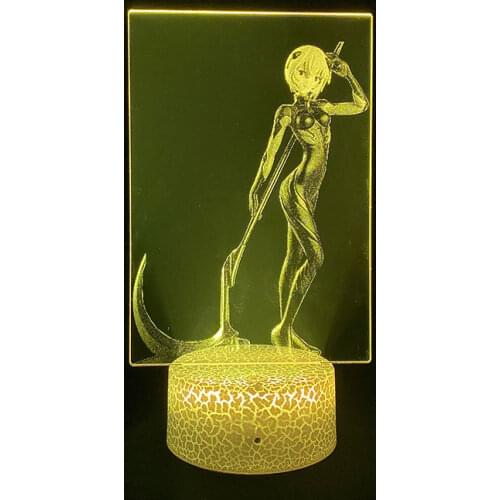 3D LED Night Light Kids Table LampTouch Sensor RGB Colorful Nightlight Anime EVA Ayanami Rei Figure Bedroom Decor Fans Gift
