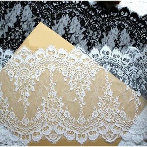 6M/Lot Wide 35CM France eyelashes lace trim accessories handmade DIY clothing wedding dress curtains decorative lace fabrics
