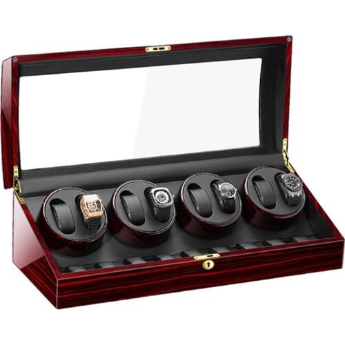 8+9 Automatic Watch Box M&Q Auto Mechanical Watches Winder Storage Motor Cabinet Lacquer Self Winding Wooden Holder Case