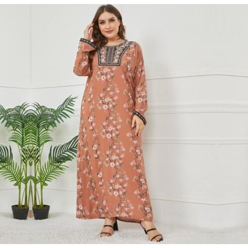 Abaya Casual Woman Muslim Hijab Dress Islamic Ramadan Floral Printing Loose Robe Dubai Four Season Clothing Arab Kaftan Turkey