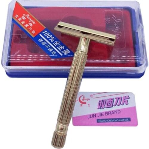 JJ-999 Unisex Safety Razor Golden Double Edge Razor Zinc Alloy Head Classic Manual Shaving Razor Women Hair Removal Shaver