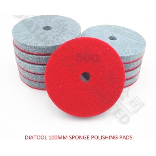DIATOOL 10pcs 100MM Sponge Diamond Polishing Pads for marble soft Stone #500 New type Wet sanding discs