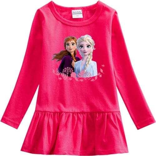 Disney Frozen Girls Cotton Dress Kid Long Sleeveless Casual Party Elsa Princess Dresses Childrens Clothing Dropshipping Dress