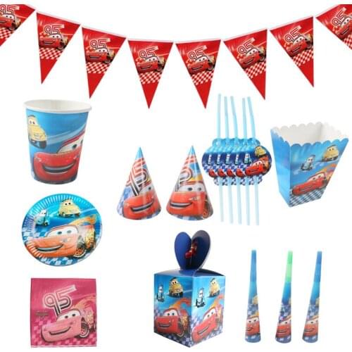Disney Lightning McQueen Party supplies car McQueen Cutlery Set Paper cup Top hat Boys Children birthday party Decoration set