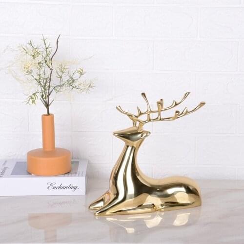 Home accessories copper deer ornaments designer model room soft decoration ornaments handicraft ornaments in stock