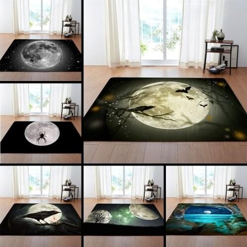 European and American 3D Universe Moon Decoration Big Carpets Living Room Area Rug Soft Flannel Boys Room Gift Carpet Mats Rugs