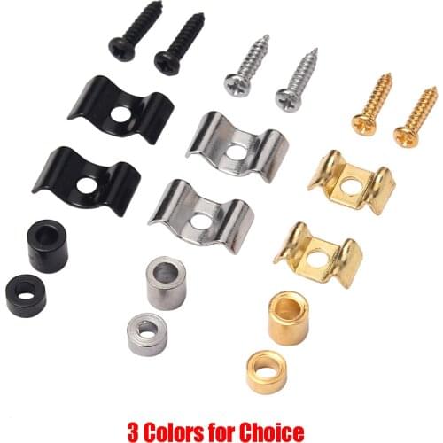 1 Pair Guiatr Strings Retainer Metal String Tree Guide Retainer for Electric Guitar Bass Replacement Parts Silver/ Black