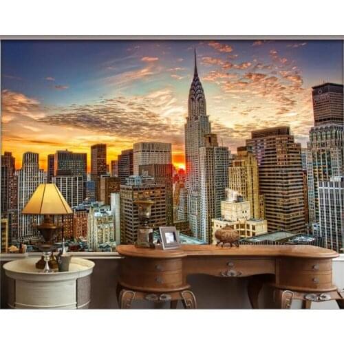 Photo Wallpaper Beautiful New York City Sunset Landscape Art Photography Background Wall 3D Mural Dining Room Home Decor Fresco