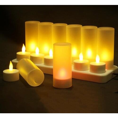 GYLBAB 12pcs rechargeable LED bulb Candle lamp Light Smokeless Flameless For Birthday desk holiday Christmas new year mood