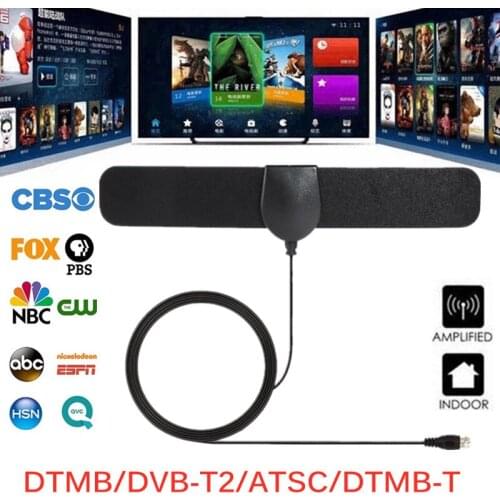 HD Indoor Digital Antenna DVB-T2 25DBI High Gain Multi-directional 3M 80Miles 4K 108P With IEC Conversion Head Signal Booster