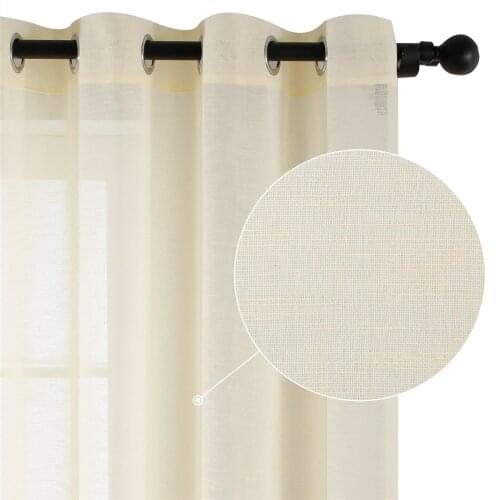 Cotton Linen Tulle Curtains For living Room Sheer Window Curtains for Bedroom Cafe Solid Color Cortina Window Beige White