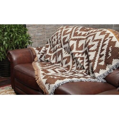 Kilim Cotton Thread Blanket Knitted Sofa Towel Blanket Carpet Tassel Rug Soft Carpet Table Cloth Bedspread Tapestry